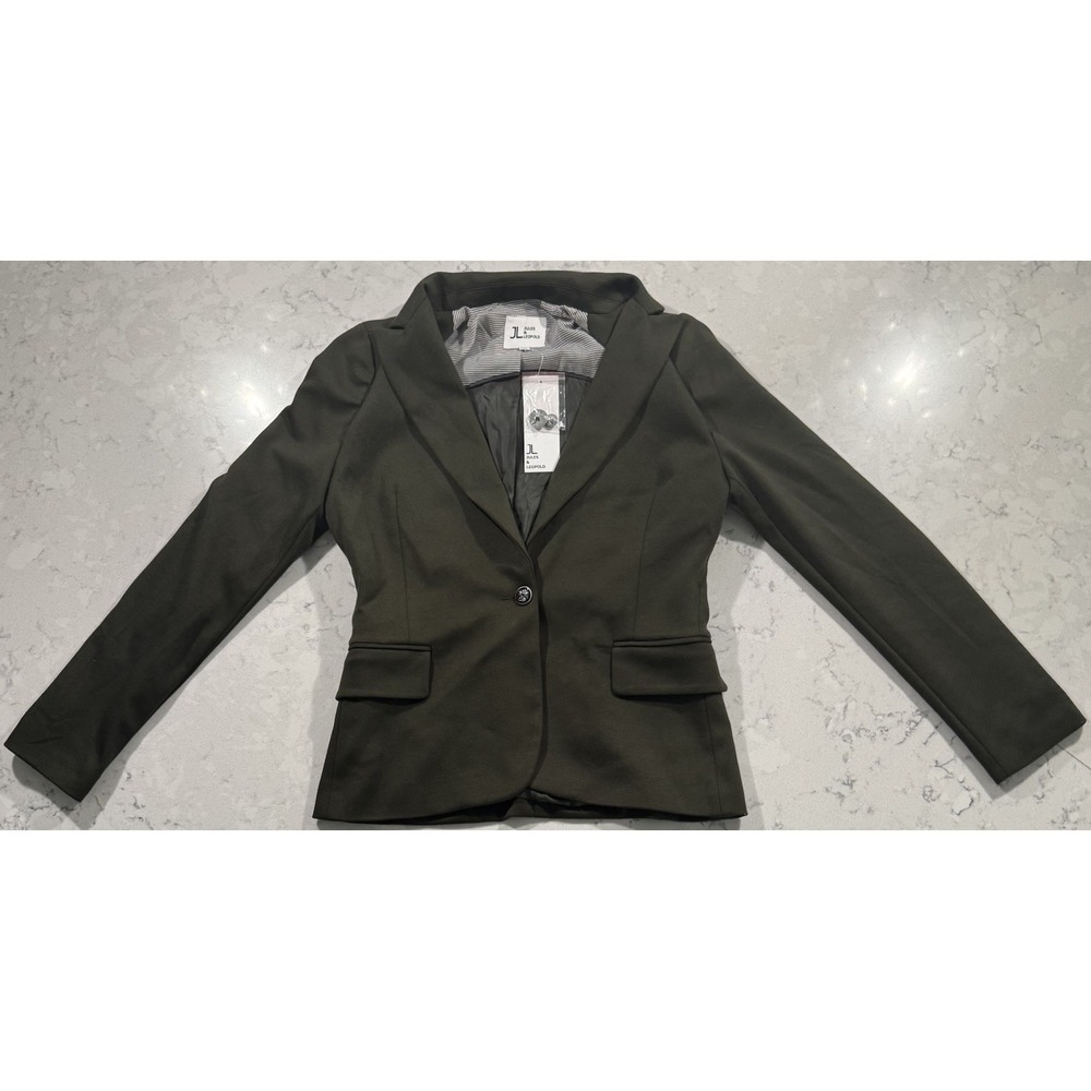 NWT Jules & Leopold Blazer Womens Small Green Single Breasted Ponte Knit Stretch